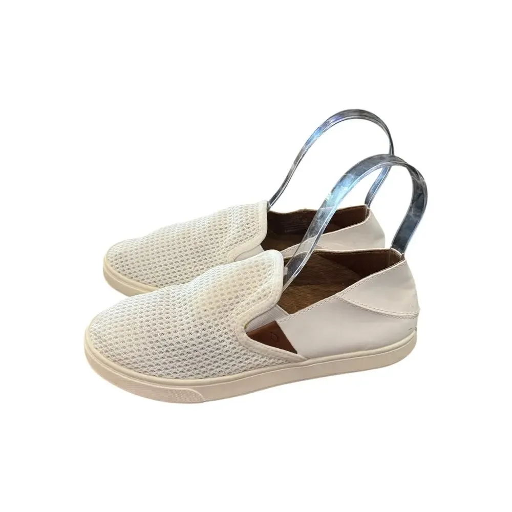 OluKai Pehuea Bright White Mesh Slip On Sneakers Women’s 8.5